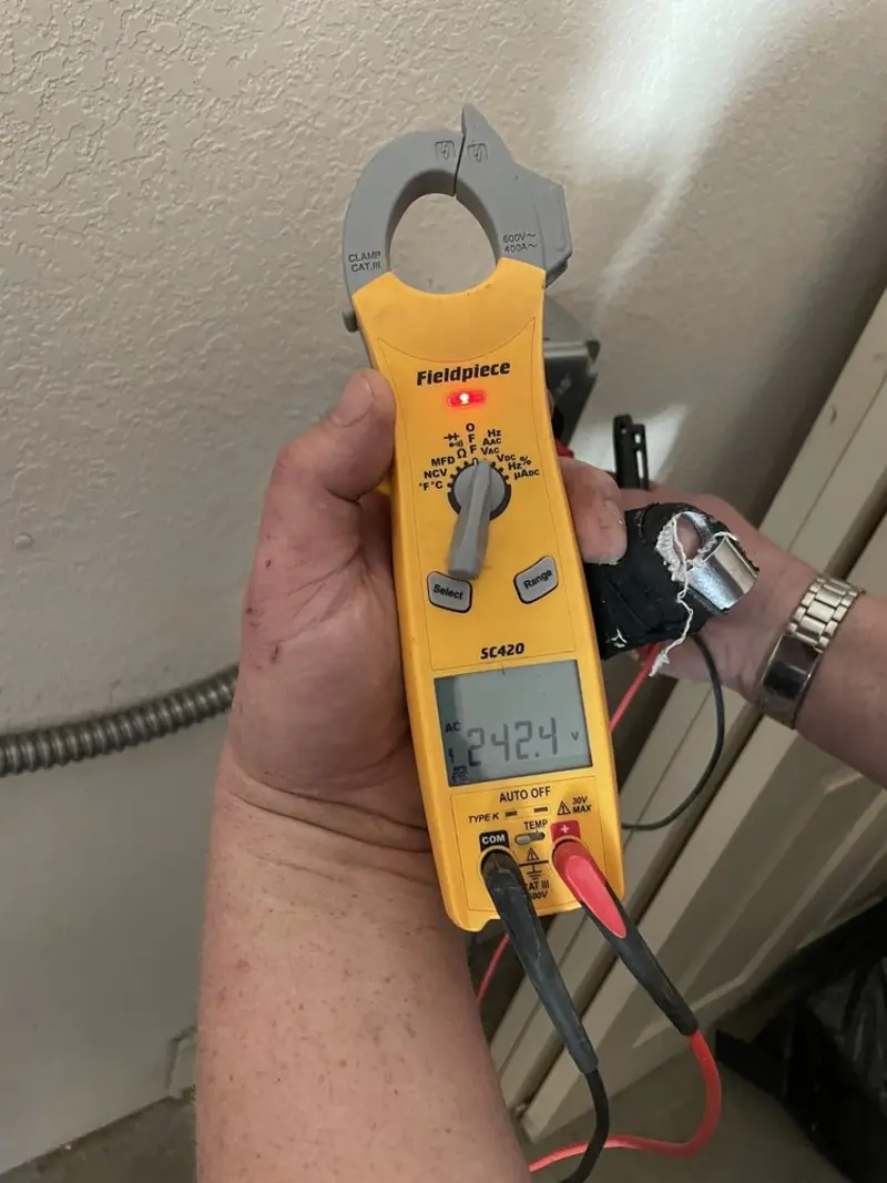 Voltage testing with clamp meter during Hot Tub / Pool Electrical Wiring in Pendleton